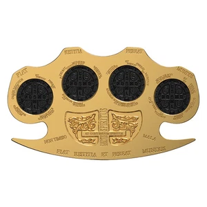 2025 Samoa The Holy Knuckles 2 oz Silbermünze antik vergoldet geformt - Bild 1 von 8