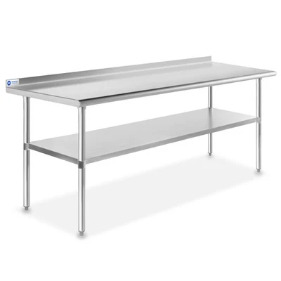 GRIDMANN Stainless Steel 72" x 30" NSF Commercial Kitchen Work Prep Table with Backsplash
