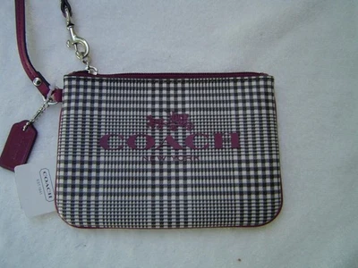 NOVO AUTÊNTICO COACH PRETO E BRANCO GLEN XADREZ CANTO ZÍPER PULSEIRA #52142 - Imagem 1 de 4