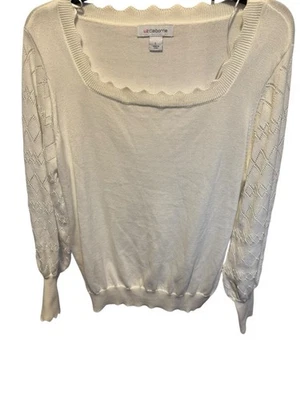 Suéter Pullover Liz Claiborne Mujer Crema Cuello Vieira Vacaciones Trabajo Talla Grande Foto 1 de 4