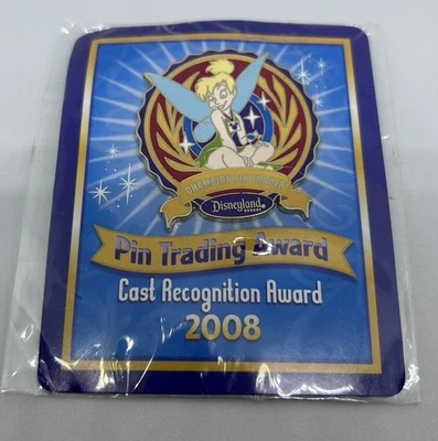 Disneyland Cast Champion Pin Trader Award Pin 2008 Tinker Bell On Card In Bag!! - Image 1 of 3