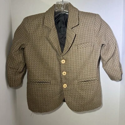 Chaqueta Blazer Traje FOUGER USA Niños Marrón Talla 4 Tres Botones Foto 1 de 4