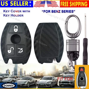 Carbon Cover Case Fob Entry Holder Skin Protector Mercedes Benz C E CL Smart Key - Picture 1 of 10