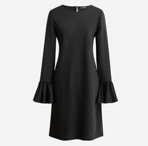 NWT J CREW Black Ruffle Sleeve Winter Garden Shift Dress Sz 6 - Picture 1 of 3