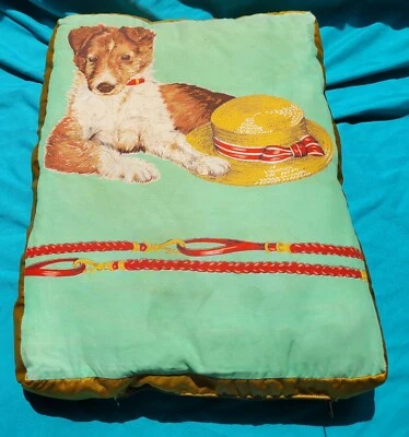 Handmade Dog Cat Decorative Retro Vintage Rectangle Throw Pillow Unique  - Image 1 of 4