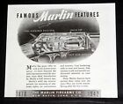 1942 OLD MAGAZINE PRINT AD, MARLIN BIG GAME RIFFLES, FAMOUS FIREARMS FEATURES!