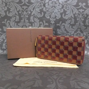 LOUIS VUITTON Damier Canvas Sequins Paillette Zippy Wallet Long Purse #1 Rise-on - Picture 1 of 16