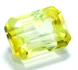 Piedra preciosa suelta corte esmeralda zafiro amarillo ceilán certificado natural de 10,90 quilates - Imagen 1 de 6