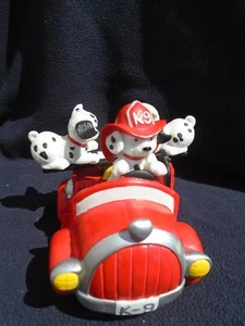 2 Enesco Musical Dalmatian Dogs Firetruck & Fire Helmet - Picture 1 of 13