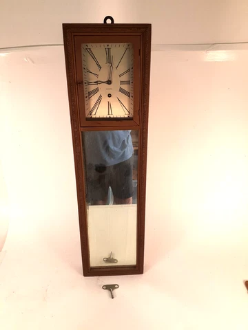 Vintage Ansonia Mid Century Mirror Wall Clock, 28", 1940s-50s, Running Cover
