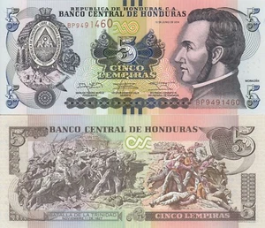 Billet de banque banknote money HONDURAS 5 LEMPIRAS 2014 MORAZAN NEW NEUF UNC - Picture 1 of 1