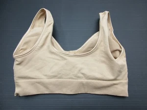 Miracle Bamboo Bra Size L Women's Beige Front Closure Wire-Free Padded Bra 1F - Picture 1 of 4