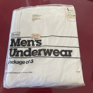 Vintage Sears Pack of 3 White Crew Neck T-Shirts Large (42-44) New Old Stock - Picture 1 of 4