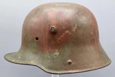 Original German WWI M1916 Named Camouflaged Helmet - Image 1 of 4