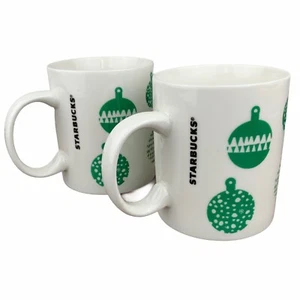 Starbucks Christmas Tree Ornament Kaffeetassen 2er Set grün weiß 2016 12 oz - Bild 1 von 6