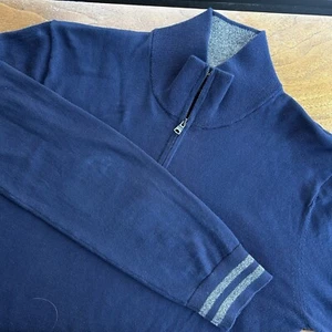 Banana Republic Navy Blue Sweater Pima Cotton Cashmere 1/4 Zip Mens Size Large - Picture 1 of 10
