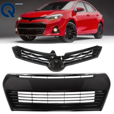 Juego de rejilla delantera superior/inferior negra brillante para Toyota Corolla S 2014-2015 2016 Foto 1 de 4