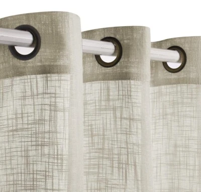 VOILYBIRD Palma Light Filtering Natural Linen Blend Semi Sheer Curtains 84” (V6) - Image 1 of 4