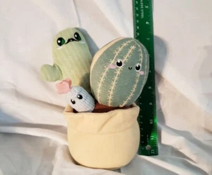 8" Plush Cactus Pot Axol & Friends Mr. Cactus & Family - Father Mother & Kid - Picture 1 of 14