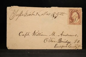Virginia: Tussekiah 1858 (circa) #11 Cover, Ms, RARE DPO Lunenburg Co - Picture 1 of 2