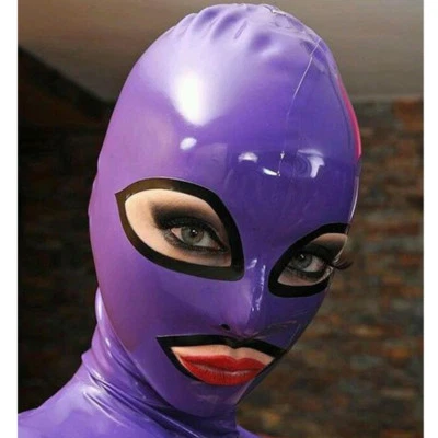 Latex Hood Back Zipper Handmade Rubber Mask for Catsuit Ladies Club Wear Costume - Image 1 of 4