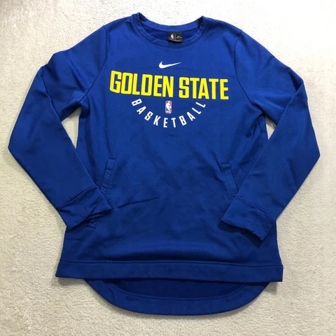 Nike Golden State Warriors Sweatshirt Mens Large Blue Yellow Basketball Dri-Fit* Cover