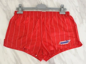 Puma Vintage Red Shiny Nylon Short Football Running Retro 90s Racing Marathon XS - Picture 1 of 8