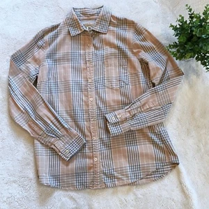 J. Crew Women’s Peach Plaid Cotton Button Down Shirt Size 6 - Picture 1 of 6
