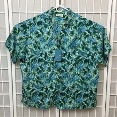 Карибский круглый дерево и Йорк гавайская рубашка мужской размер XL тропический бирюзовый новый с Ярлыками - Изображение 1 из 4