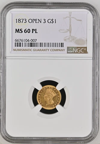 1873 NGC MS60PL PROOFLIKE on Insert! 🔴 $1,250 PCGS Price Guide ✅ Gold Dollar ✅ Cover