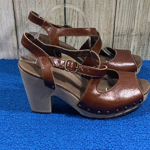 Sandali Ugg Australia donna punta aperta tacco grosso cinturino pelle taglia 10 marrone