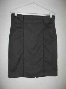 PORTMANS BLACK CHECK PENCIL SKIRT WITH RUCHING DETAIL FRONT+BACK SIZE 12 - Picture 1 of 4