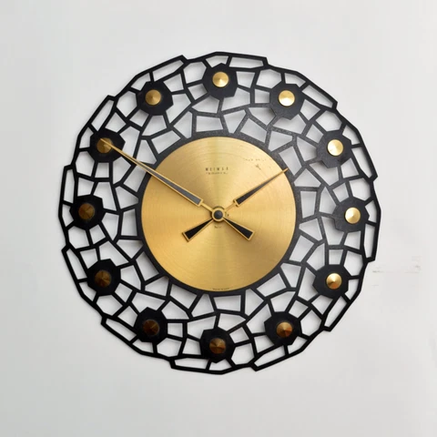 vintage WEIMAR metal Wall Clock in mid century style 70s 80s copper Cover