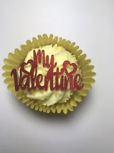 12 RED MY VALENTINE CUPCAKE TOPPERS NON EDIBLE CUPCAKE PARTY CAKE TOPPERS
