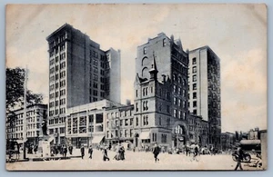 Postal South West Corner Of High & Broad St. Columbus, Ohio People c1908 - Imagen 1 de 2