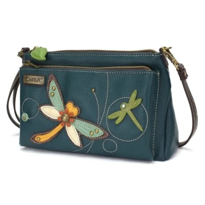 Chala Dragonfly Deluxe Crossbody RFID Protected Vegan Leather Bag Turquoise NWT - Image 1 of 4