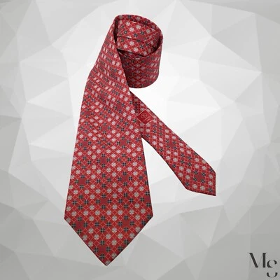 Corbata de seda de lujo con monograma floral rosa Chanel Paris hecha en Italia con: 3,75" EX CD Foto 1 de 4