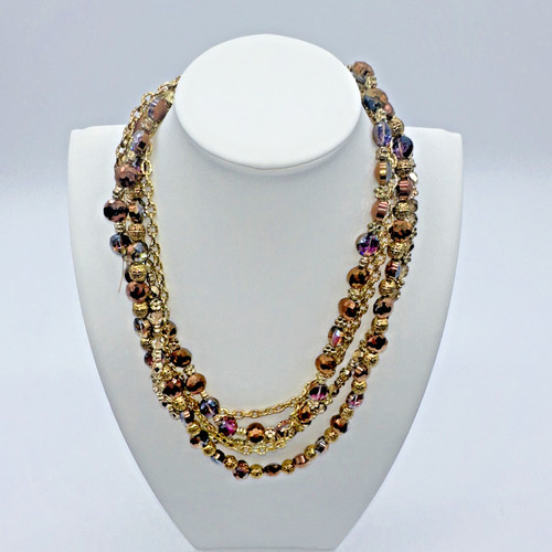 VETEMENTS Collana Vintage 18" Multifilo Stratificato Perline Sfaccettate Dichiarazione Regolabile Estate