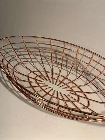 Copper or Pink Gold Toned Decorative Storage Large Metal Basket Farmhouse Chic Cover