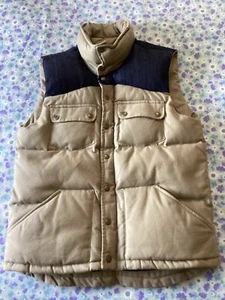 Mens Bleu De Paname - blue/tan canvas/denim down filled vest - Size Small - Picture 1 of 19
