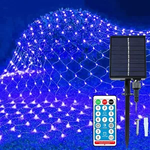 Solar Net Lights 4.9FtX4.9Ft 96LED Fairy Twinkle String Mesh Lights Waterproof - Picture 1 of 12