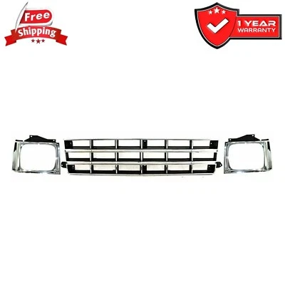 Grille & Head Light Door Kit For 1982-1990 Chevrolet S10 Chrome & Silver Set 3pc Foto 1 de 4