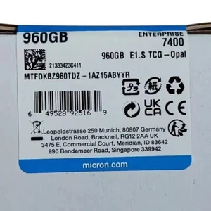 1700TBW/1DWPD 960GB 7400 MICRON E1.s SSD PRO 4.0 MTFDKBZ960TDZ-1AZ15ABYY - Picture 1 of 3