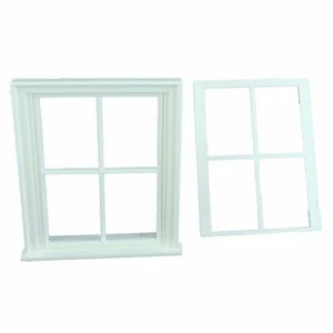 Dolls House White Plastic Victorian Window Frame 4 Pane Miniature DIY Builders - Picture 1 of 9