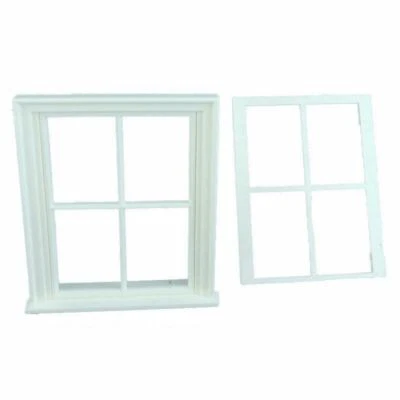 Dolls House White Plastic Victorian Window Frame 4 Pane Miniature DIY Builders - Image 1 of 4