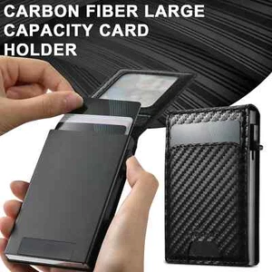 Carbon Fiber Wallet For Men Magnetic Card Holder Wallet Leather Holder - Picture 1 of 24