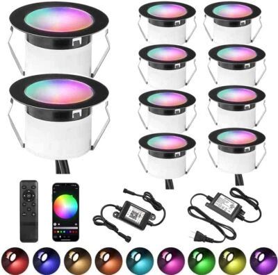 10 Pack WiFi Deck Light RGB/Warm White Lights Low Voltage Waterproof Stairs Lamp - Image 1 of 4