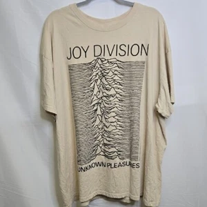 H&M Joy Division Unknown Pleasures Graphic Band Tee, Beige/Tan, Unisex Size XXL - Picture 1 of 5