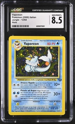 CGC 8.5 Vaporeon 12/64 Jungle ITALIAN Holo Rare Pokemon Card SWIRL - Image 1 of 2