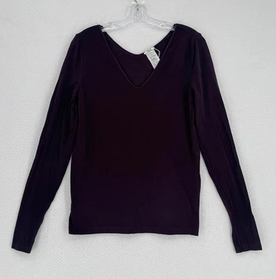 Top Pullover Wolford Mujer Púrpura Oscuro Elastizado Cuello en V Manga Larga Talla L Foto 1 de 3